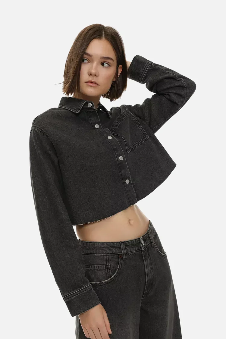 Cropped denim shirt – Bild 8