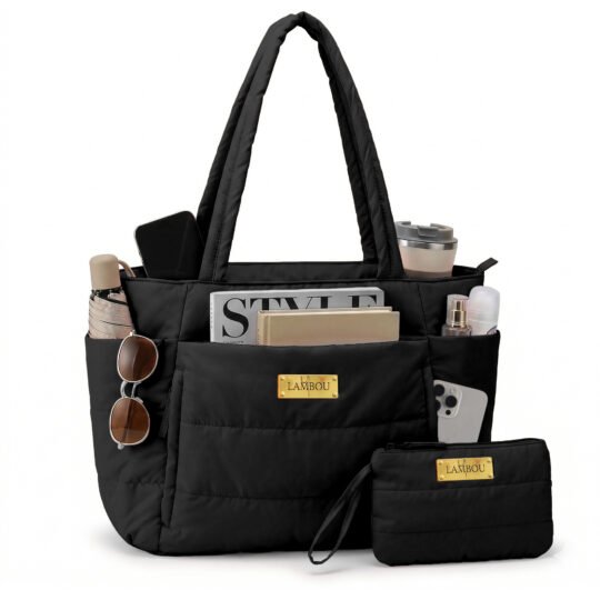 Lambou Puffer Tasche Schwarz
